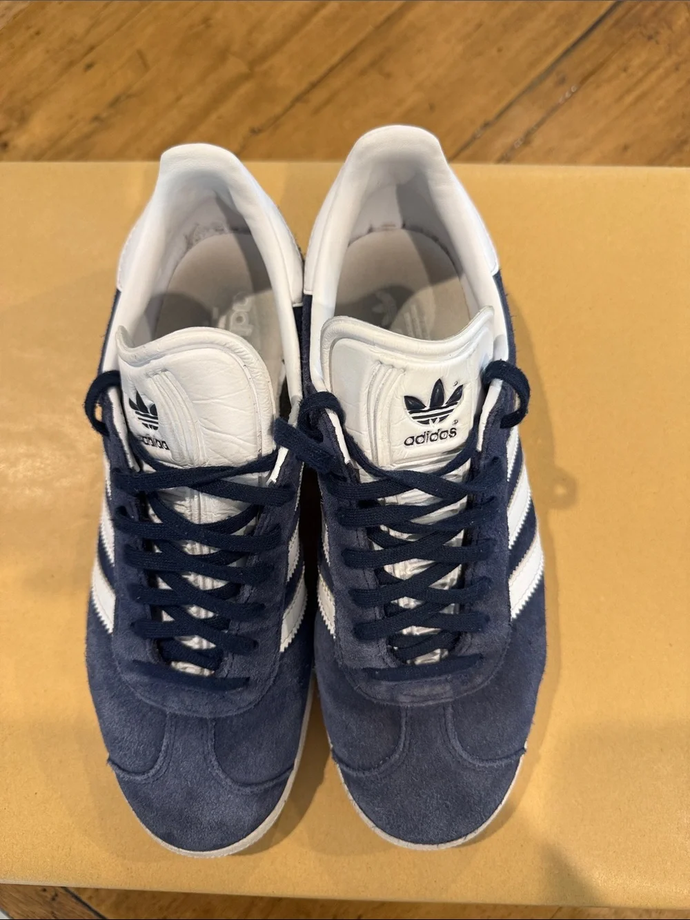 Adidas Gazelle Navy Suede Sneakers with White Stripes